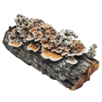 Colorful fungi growing on a log in nature png