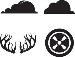 four silhouettes of birds, a bird, a duck and a bird vector