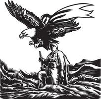 an eagle with a man on top of it vector