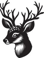 a black and white deer head with horns vector