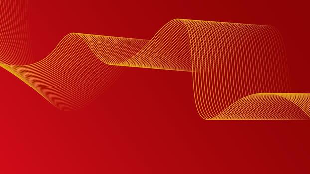 Abstract background, red color with luxurious gold line waves vector