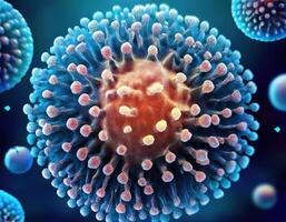 Microscopic Virus Cell Glowing Particles photo