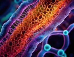 Microscopic Virus Cell Glowing Particles photo