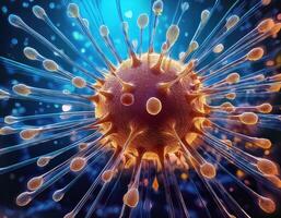 Microscopic Virus Cell Glowing Particles photo