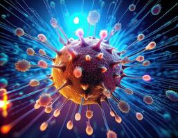 Microscopic Virus Cell Glowing Particles photo