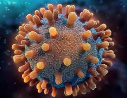 Microscopic Virus Cell Glowing Particles photo