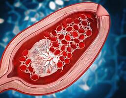 Human Artery Cross Section with Red Blood Cells photo