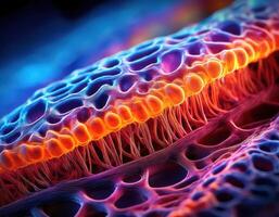 Microscopic Virus Cell Glowing Particles photo