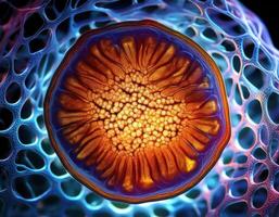 Microscopic Virus Cell Glowing Particles photo