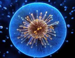 Microscopic Virus Cell Glowing Particles photo