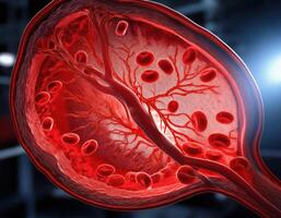Human Artery Cross Section with Red Blood Cells photo