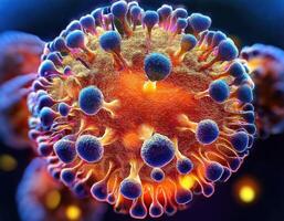 Microscopic Virus Cell Glowing Particles photo