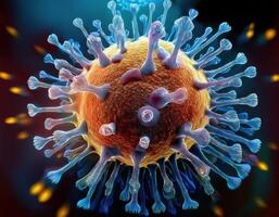 Microscopic Virus Cell Glowing Particles photo