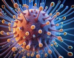 Microscopic Virus Cell Glowing Particles photo