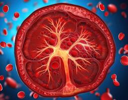 Human Artery Cross Section with Red Blood Cells photo