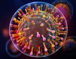 Microscopic Virus Cell Glowing Particles photo