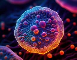 Microscopic Virus Cell Glowing Particles photo