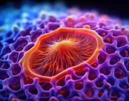 Microscopic Virus Cell Glowing Particles photo