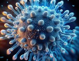 Microscopic Virus Cell Glowing Particles photo