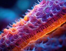 Microscopic Virus Cell Glowing Particles photo