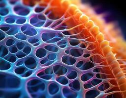 Microscopic Virus Cell Glowing Particles photo
