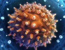 Microscopic Virus Cell Glowing Particles photo