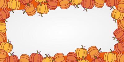 thanksgiving background with copy space area, design with orange pumpkin pattern. template for banner, greeting card, flyer, social media, presentation, web. vector