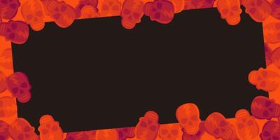 halloween background with copy space area, design with red skull head pattern. template for banner, greeting card, flyer, social media, web. vector