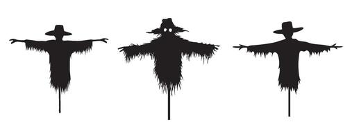 Silhouette of scarecrow icon collection set. Halloween and Horror concept vector