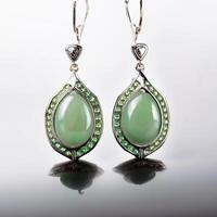 Exquisite Green Agate and Crystal Drop Earrings photo