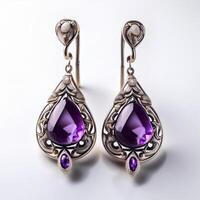 Exquisite Amethyst Drop Earrings photo