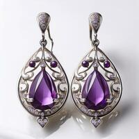 Exquisite Amethyst Drop Earrings photo