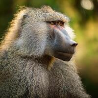 Close-up Portrait of a Baboon photo
