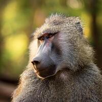 Close-up Portrait of a Baboon photo