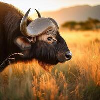 African Buffalo in Golden Hour Light photo