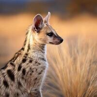 Spotted Hyena Profile in Savannah photo