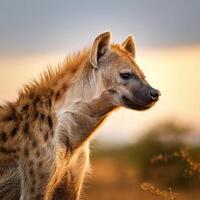 Spotted Hyena Golden Hour Portrait photo