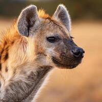 Spotted Hyena Golden Hour Portrait photo