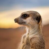 Alert Meerkat on Watch in Golden Light photo