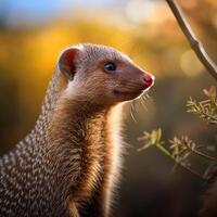 Close-Up Mongoose Golden Hour photo