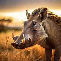 Warthog Close-Up Portrait photo