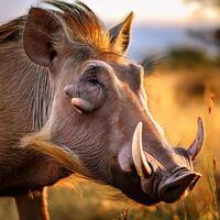 Warthog Close-Up Portrait photo