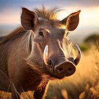 Warthog Close-Up Portrait photo