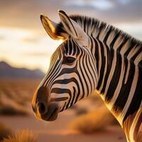 Stunning Close-Up of Zebra in Natural Habitat photo