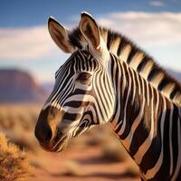 Stunning Close-Up of Zebra in Natural Habitat photo