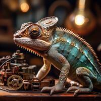 tiny Steampunk Chameleon gear photo