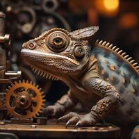 tiny Steampunk Chameleon gear photo