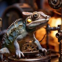 tiny Steampunk Chameleon gear photo