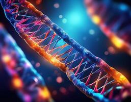 DNA Strand Microscopic View Glowing Strands photo