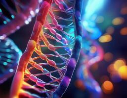 DNA Strand Microscopic View Glowing Strands photo